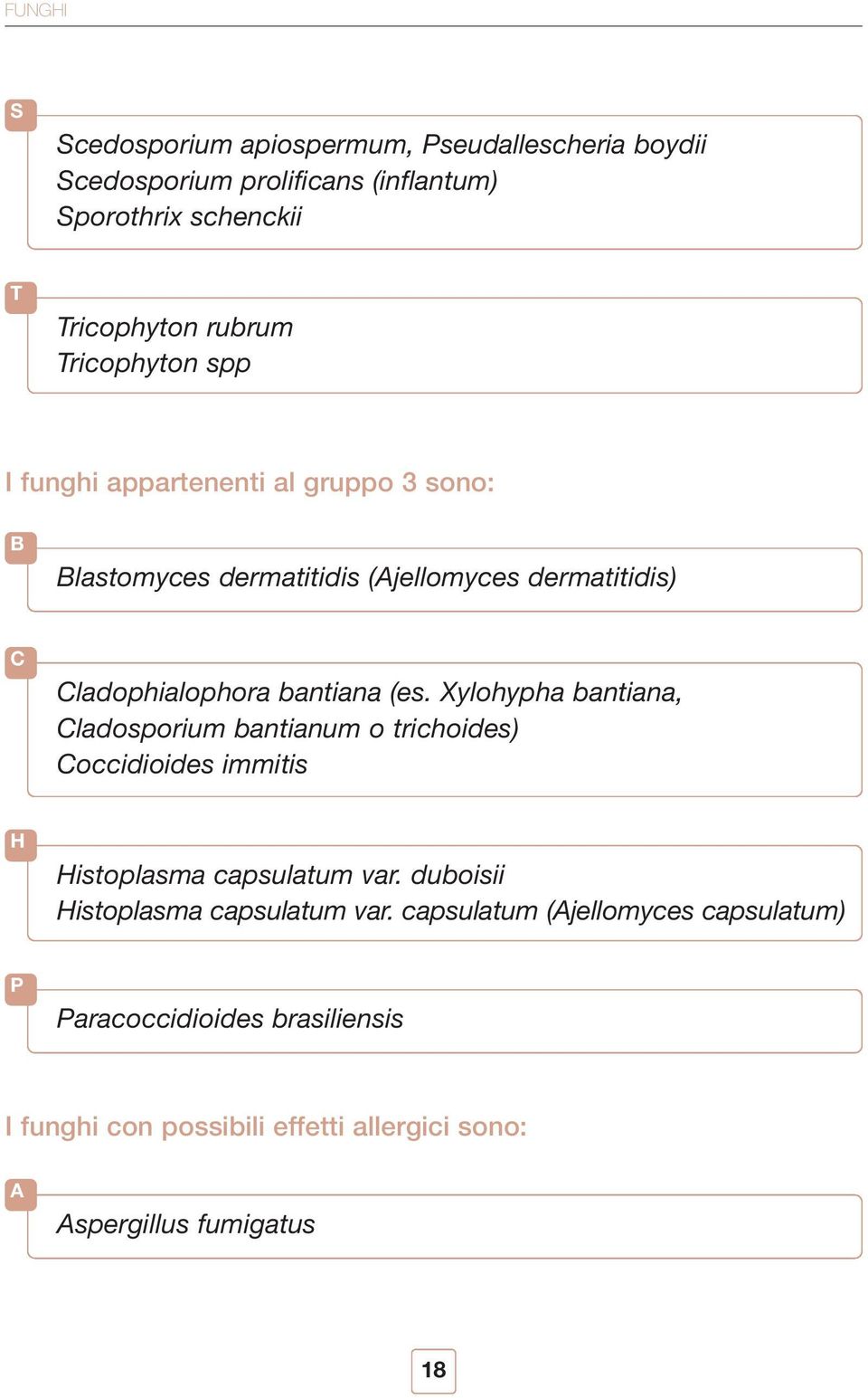 Xylohypha bantiana, Cladosporium bantianum o trichoides) Coccidioides immitis H Histoplasma capsulatum var.