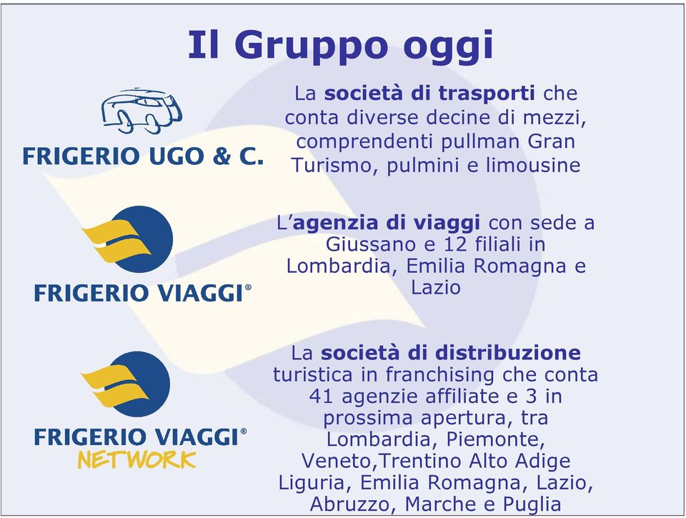 La società di distribuzione turistica in franchising che conta 41 agenzie affiliate e 3 in prossima apertura,