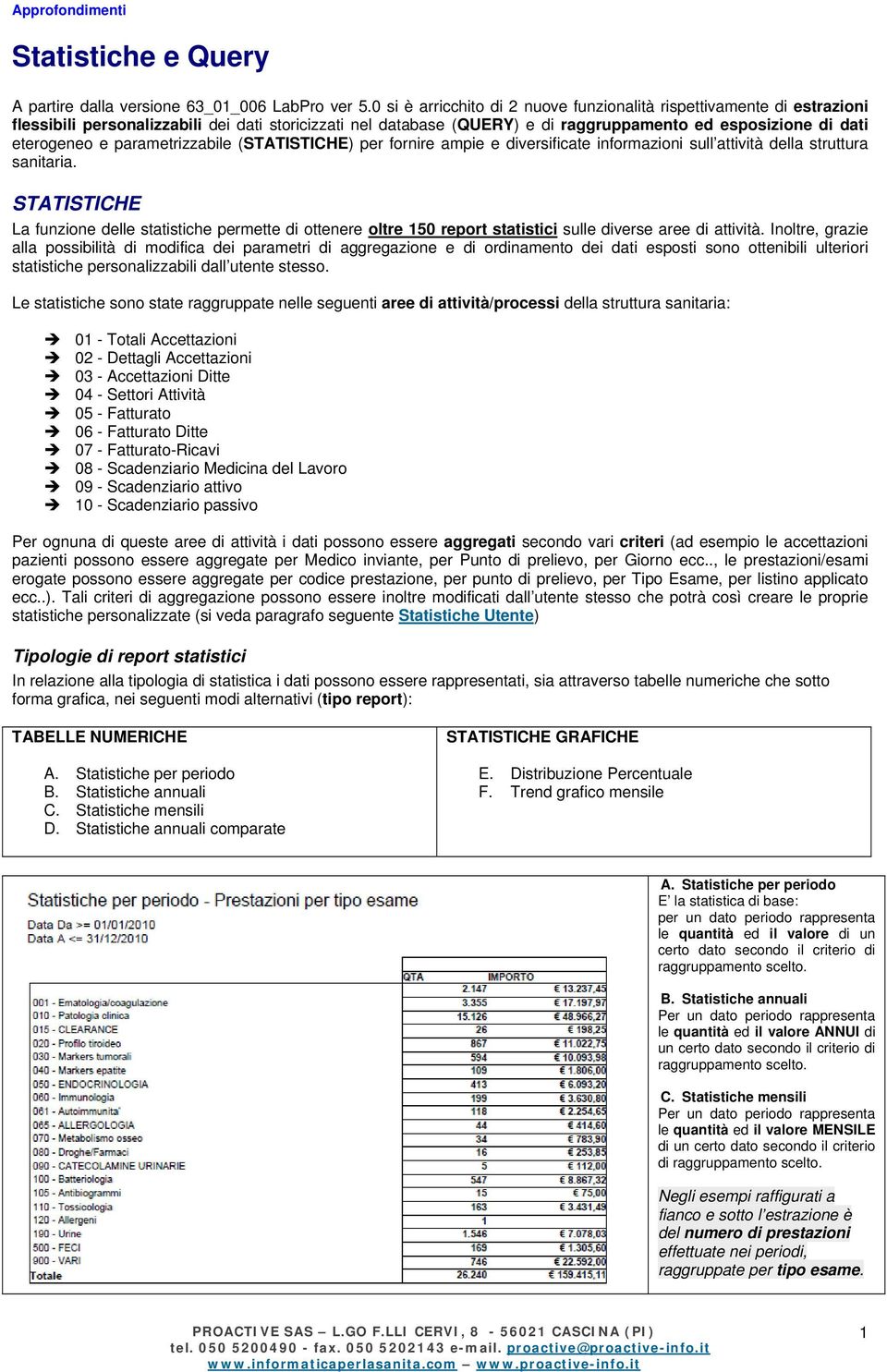 parametrizzabile (STTISTIHE) per fornire ampie e diversificate informazioni sull attività della struttura sanitaria.