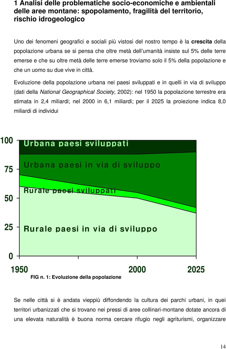 popolazione e che un uomo su due vive in città.