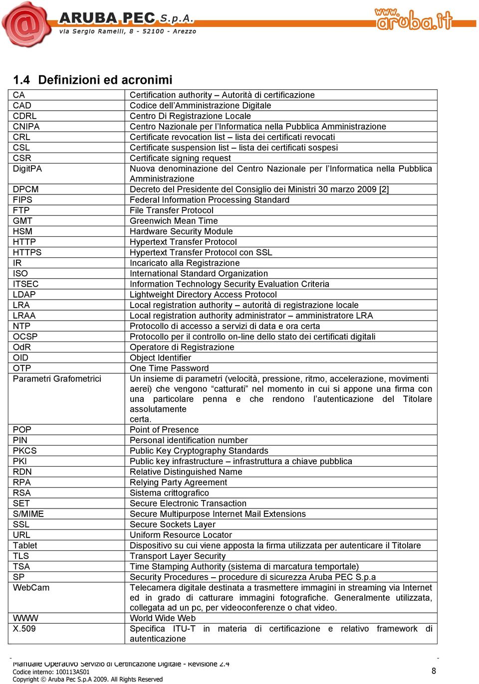 Nuova denominazione del Centro Nazionale per l Informatica nella Pubblica Amministrazione DPCM Decreto del Presidente del Consiglio dei Ministri 30 marzo 2009 [2] FIPS Federal Information Processing