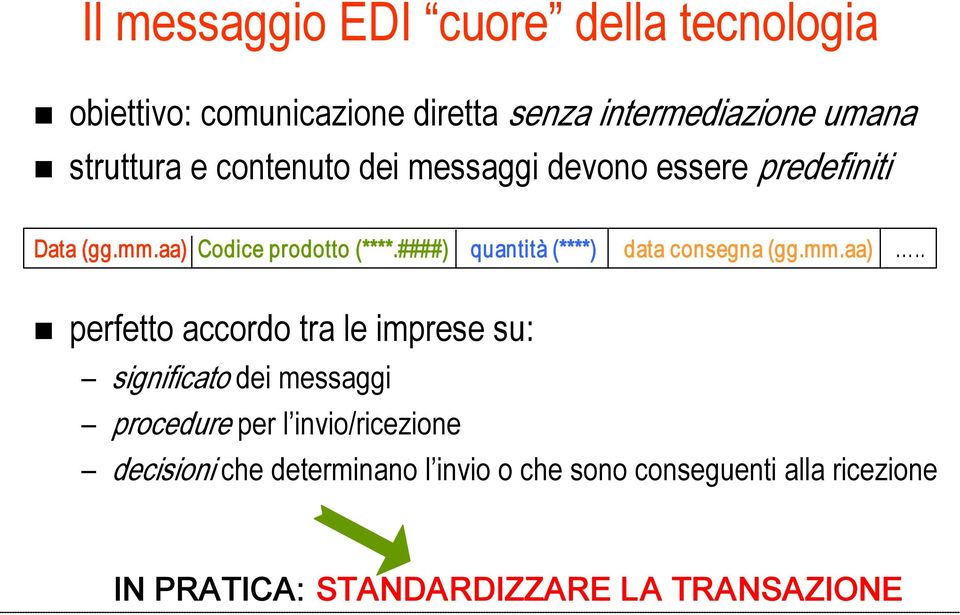 ####) quantità (****) data consegna (gg.mm.aa).