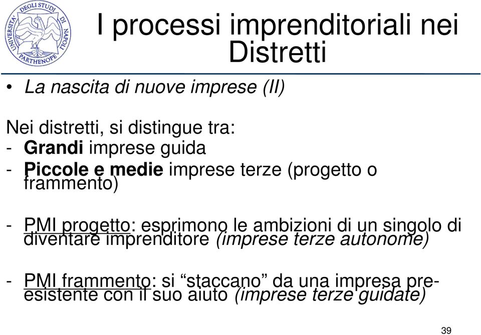 PMI progetto: esprimono le ambizioni di un singolo di diventare imprenditore (imprese terze