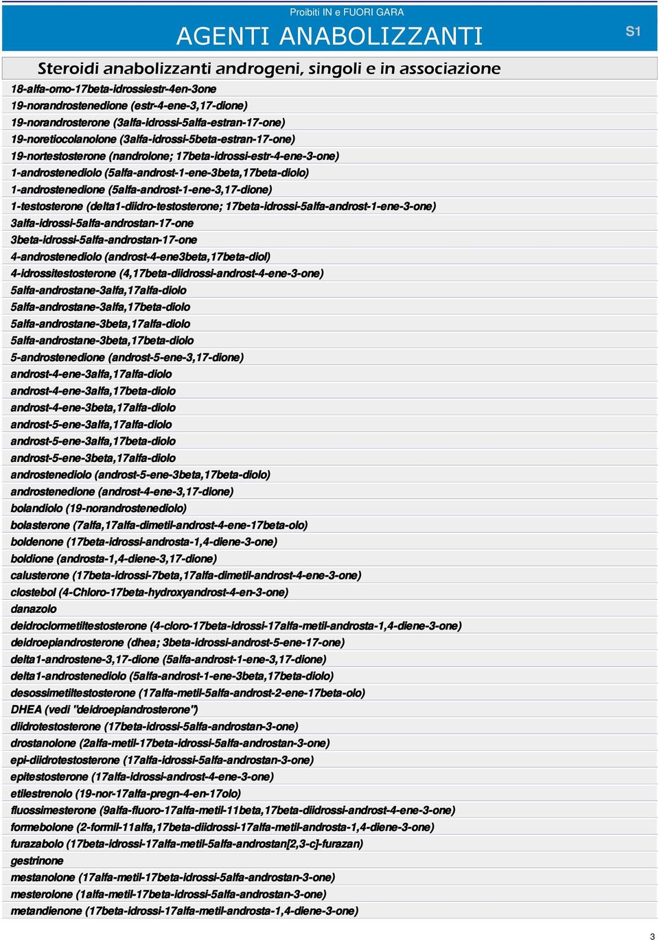 (5alfa-androst-1-ene-3beta,17beta-diolo) 1-androstenedione (5alfa-androst-1-ene-3,17-dione) 1-testosterone (delta1-diidro-testosterone; 17beta-idrossi-5alfa-androst-1-ene-3-one)