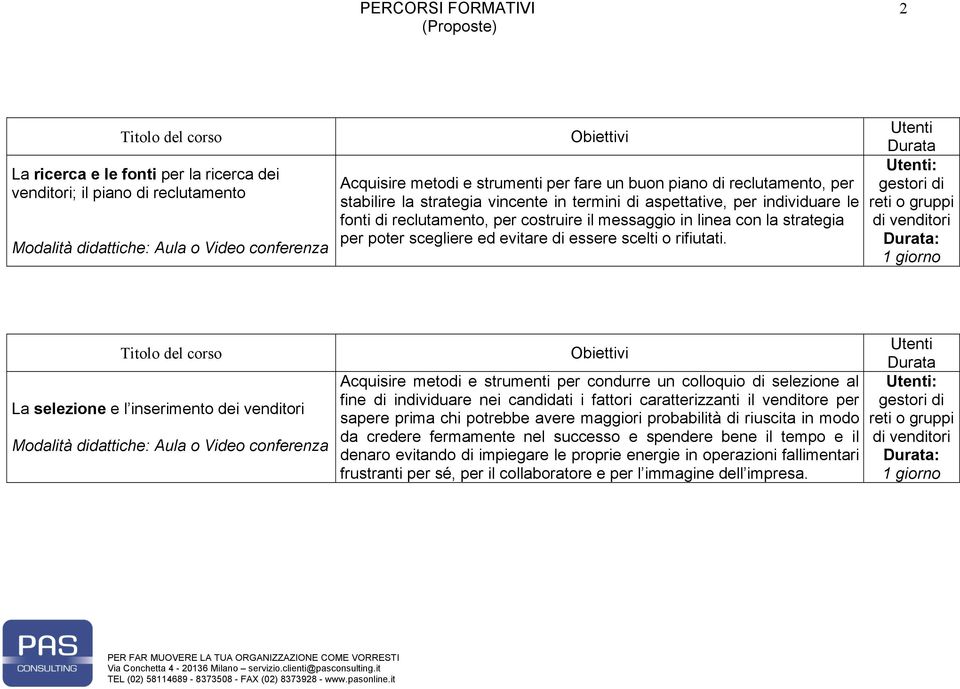 : : La selezione e l inserimento dei venditori Acquisire metodi e strumenti per condurre un colloquio di selezione al fine di individuare nei candidati i fattori caratterizzanti il venditore per