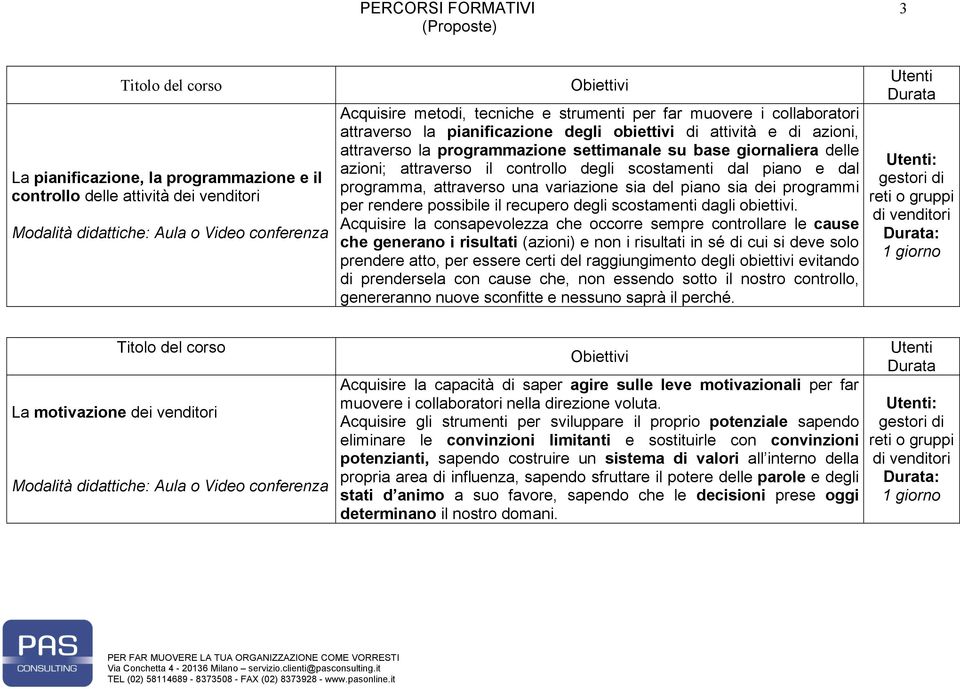 del piano sia dei programmi per rendere possibile il recupero degli scostamenti dagli obiettivi.