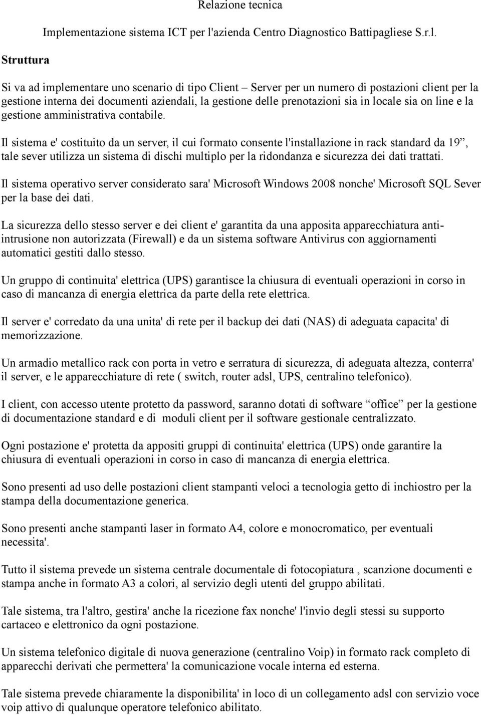 mentazione sistema ICT per l'