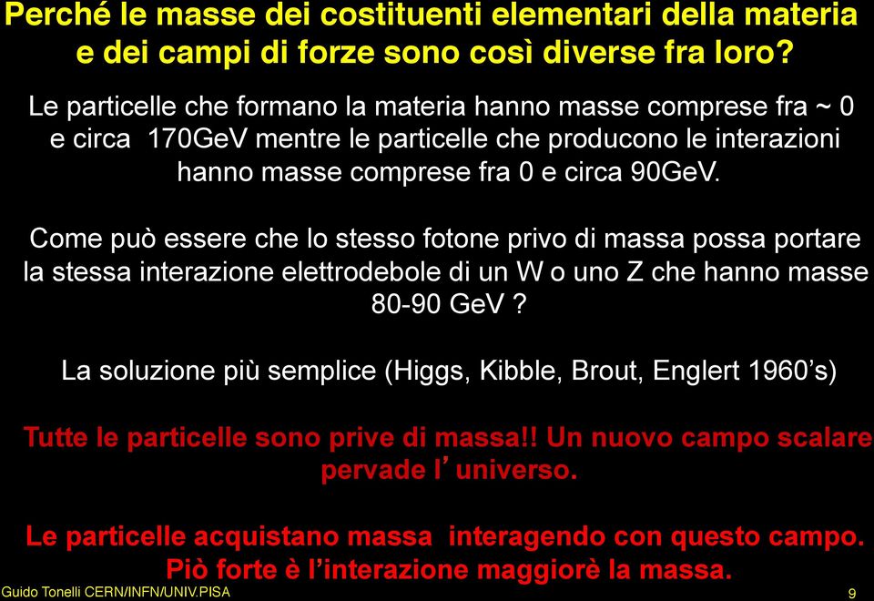 90GeV. Come può essere che lo stesso fotone privo di massa possa portare la stessa interazione elettrodebole di un W o uno Z che hanno masse 80-90 GeV?