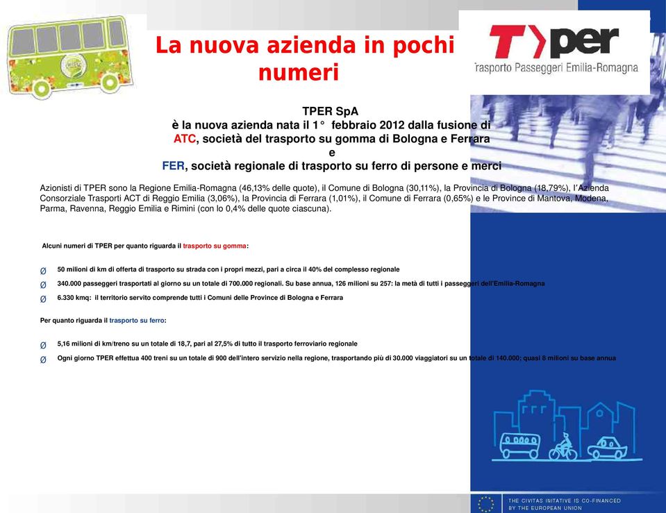 Reggio Emilia (3,06%), la Provincia di Ferrara (1,01%), il Comune di Ferrara (0,65%) e le Province di Mantova, Modena, Parma, Ravenna, Reggio Emilia e Rimini (con lo 0,4% delle quote ciascuna).