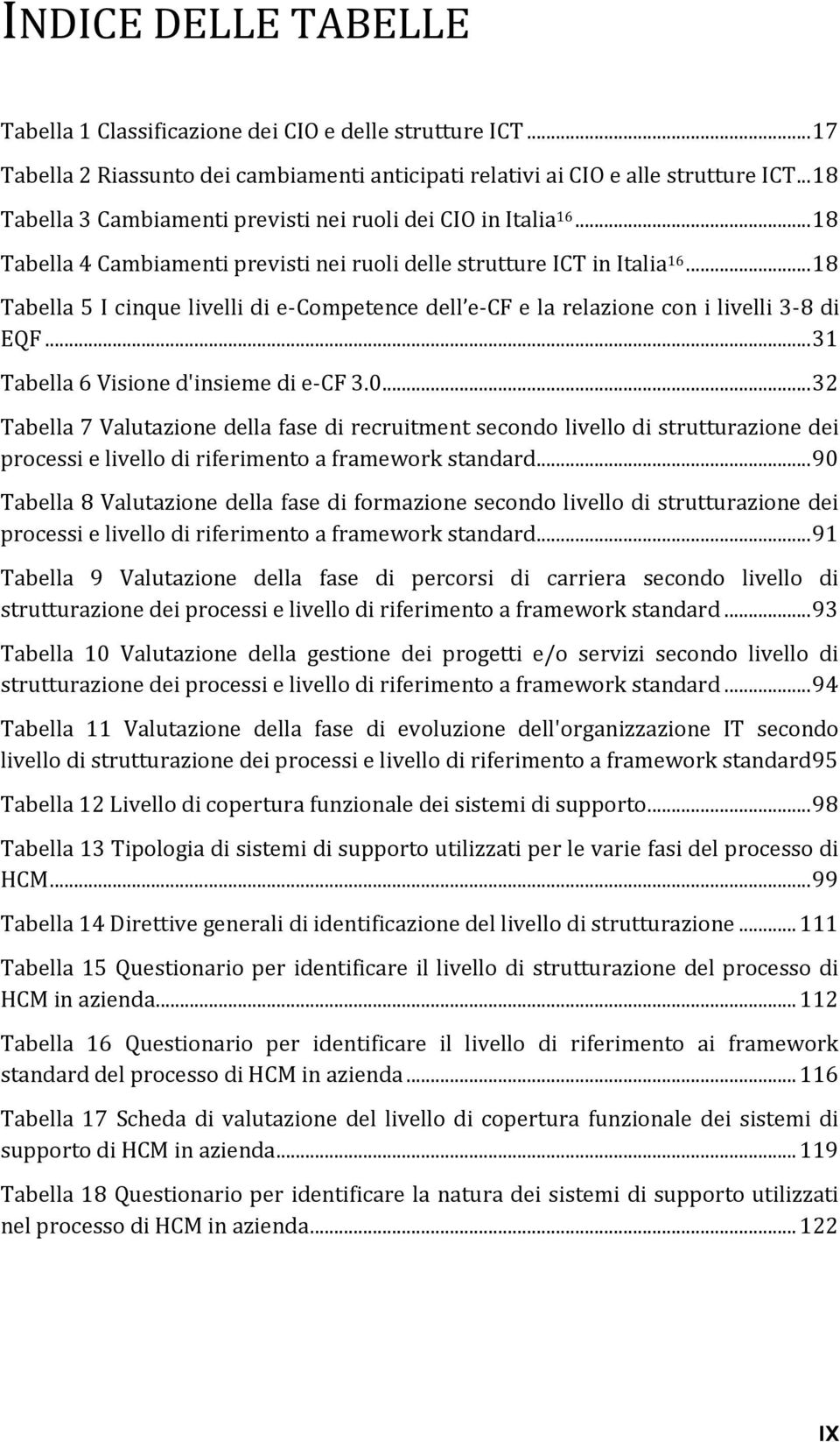 .. 18 Tabella 5 I cinque livelli di e-cmpetence dell e-cf e la relazine cn i livelli 3-8 di EQF... 31 Tabella 6 Visine d'insieme di e-cf 3.0.