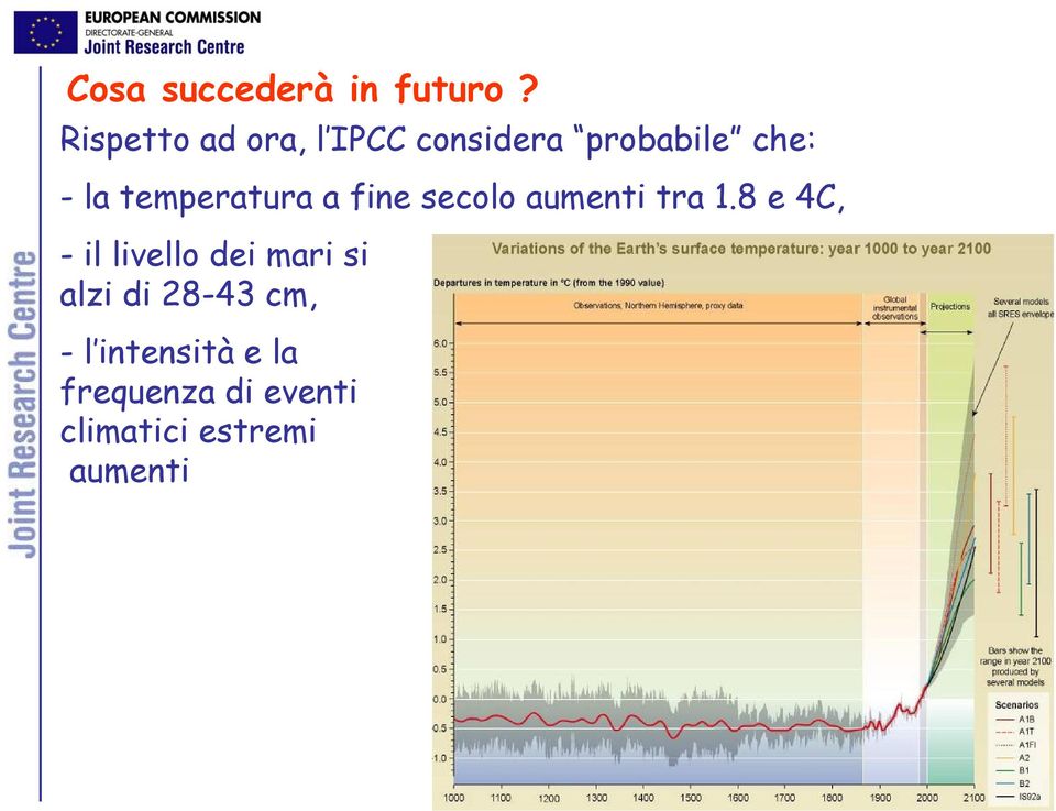 temperatura a fine secolo aumenti tra 1.