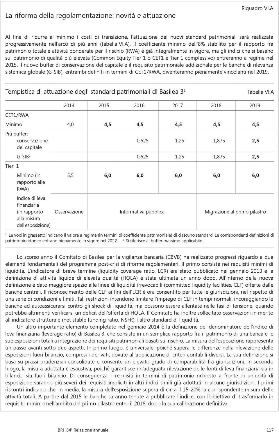 Il coefficiente minimo dell 8% stabilito per il rapporto fra patrimonio totale e attività ponderate per il rischio (RWA) è già integralmente in vigore, ma gli indici che si basano sul patrimonio di