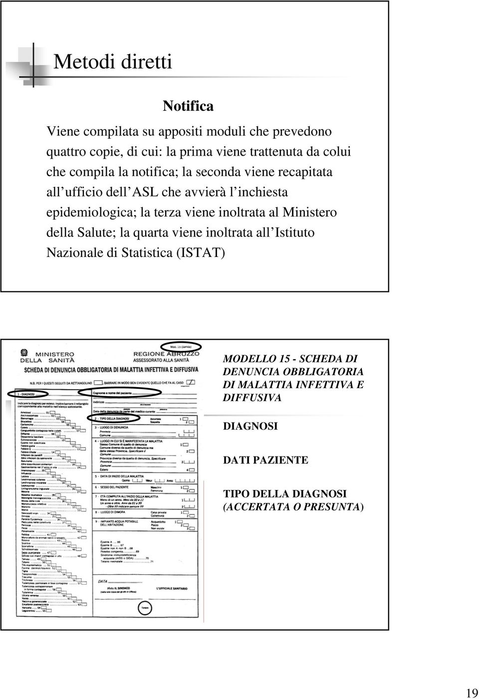 viene inoltrata al Ministero della Salute; la quarta viene inoltrata all Istituto Nazionale di Statistica (ISTAT) MODELLO 15 -