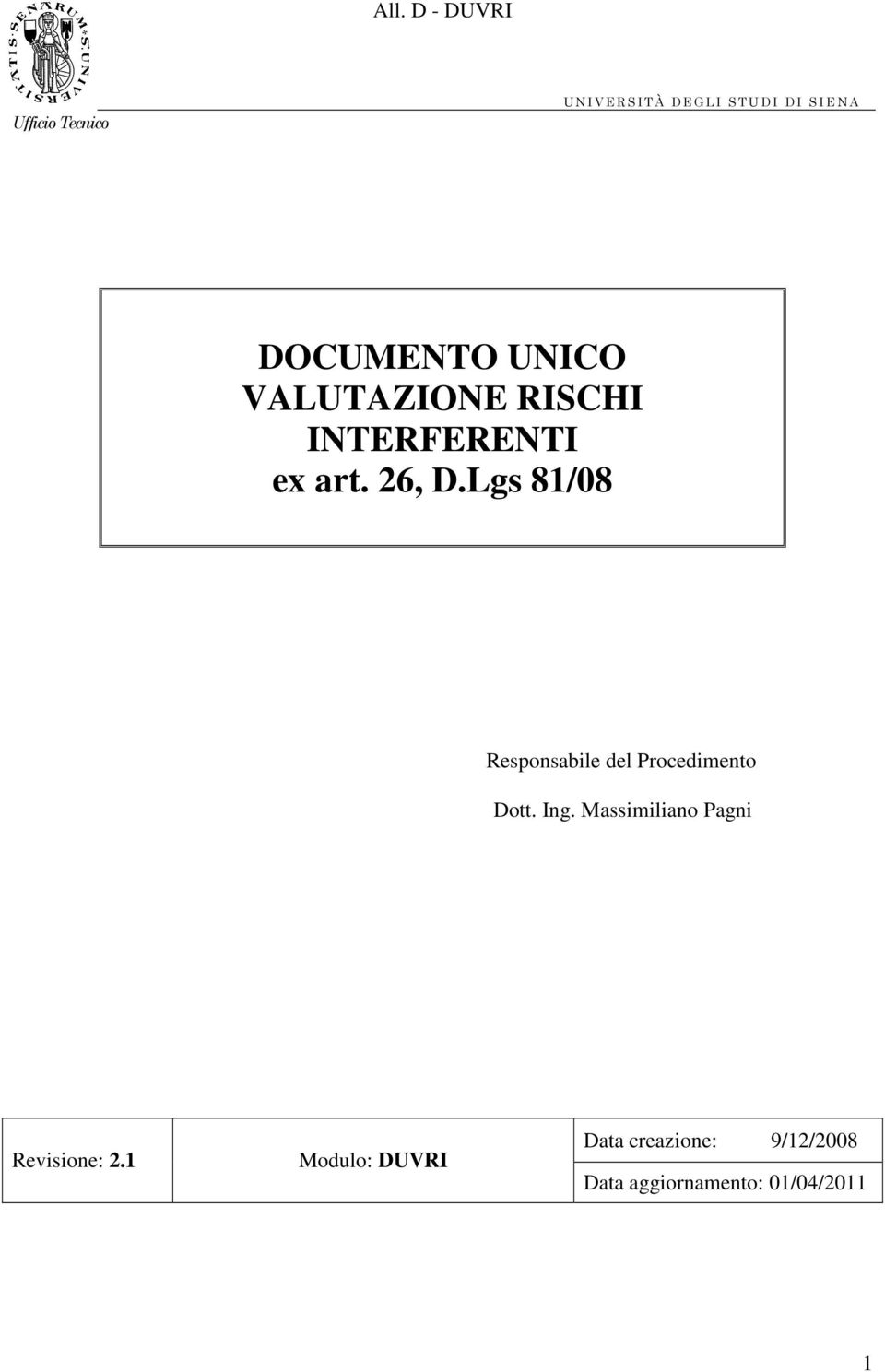 Ing. Massimiliano Pagni Revisione: 2.