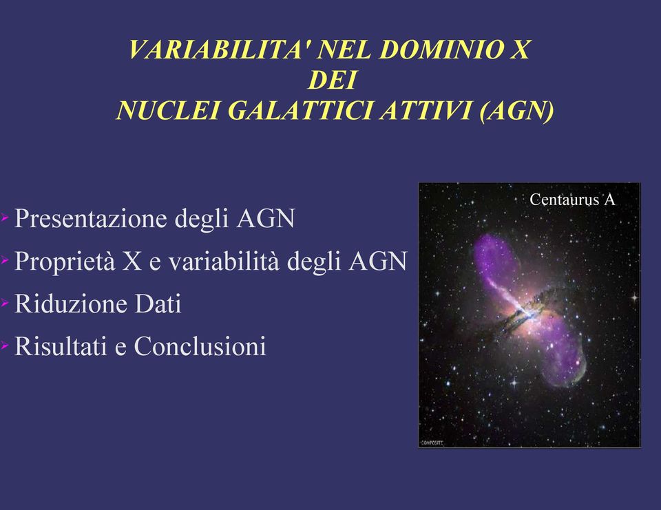 AGN Proprietà X e variabilità degli AGN