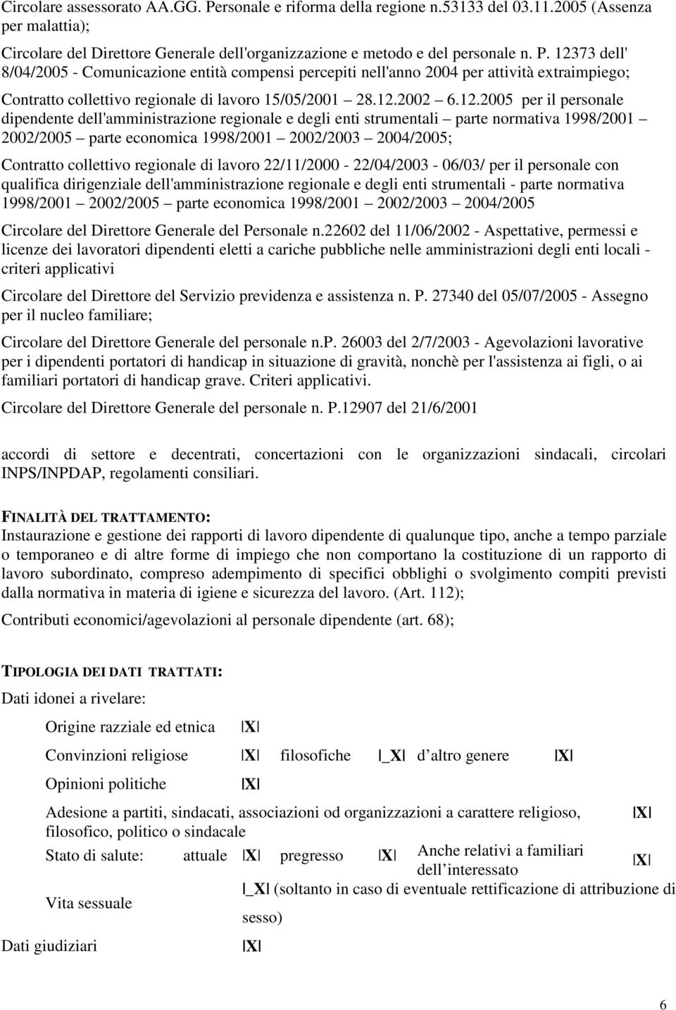 collettivo regionale di lavoro 22/11/2000-22/04/2003-06/03/ per il personale con qualifica dirigenziale dell'amministrazione regionale e degli enti strumentali - parte normativa 1998/2001 2002/2005