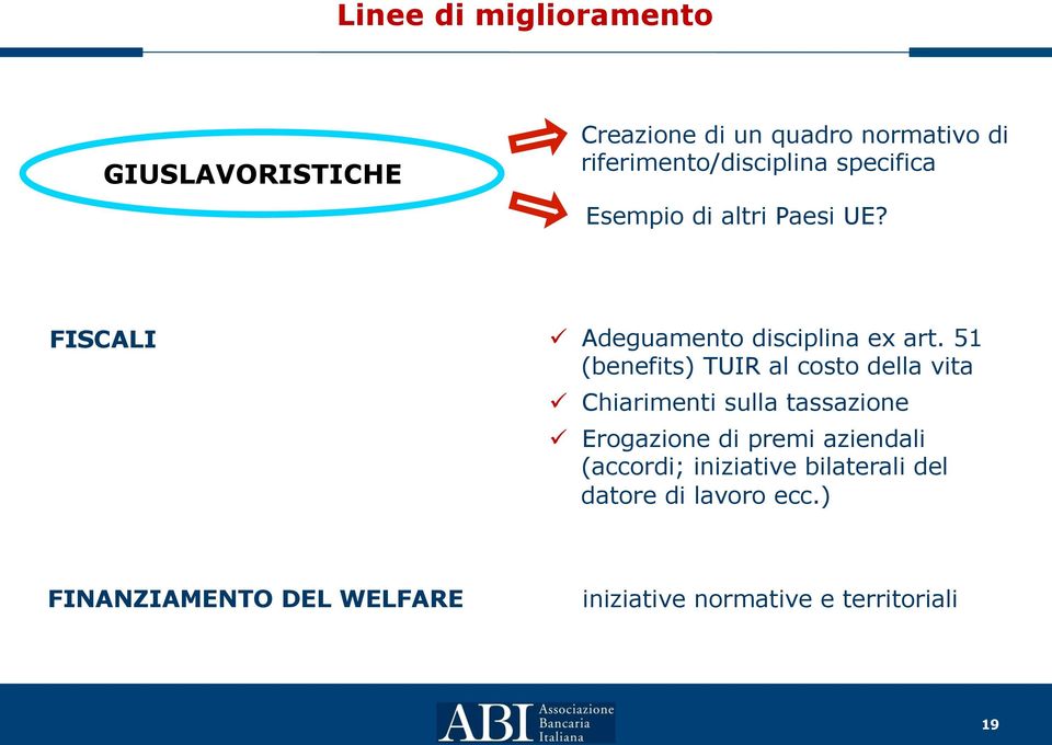 51 (benefits) TUIR al costo della vita ü Chiarimenti sulla tassazione ü Erogazione di premi