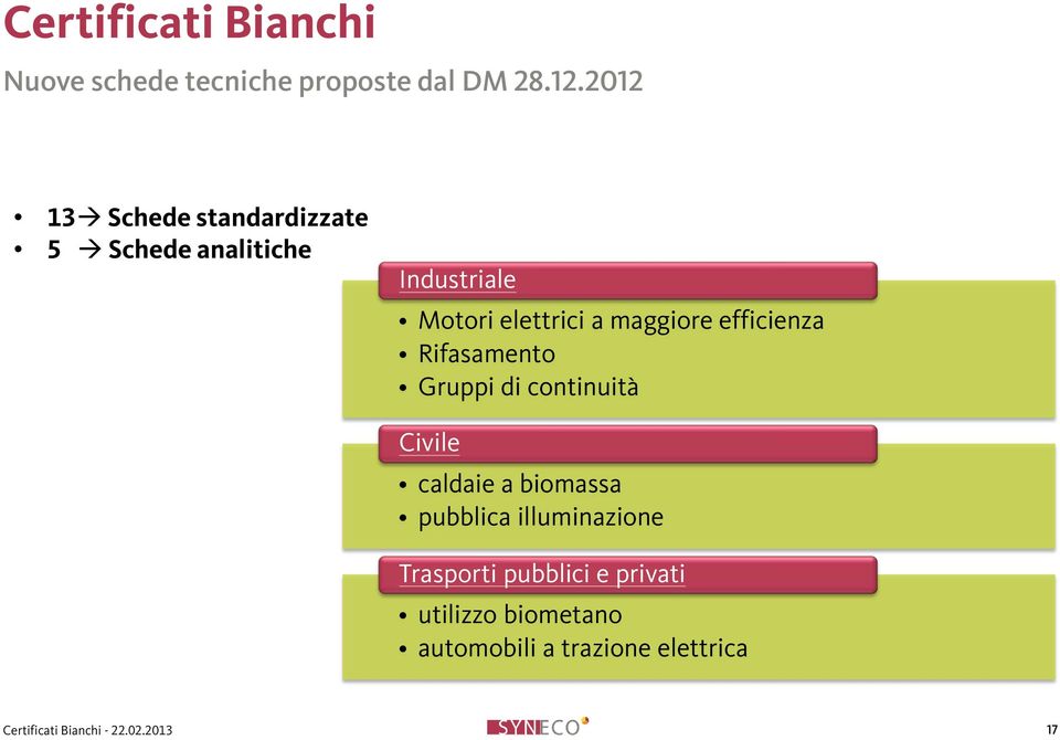 maggiore efficienza Rifasamento Gruppi di continuità Civile caldaie a biomassa