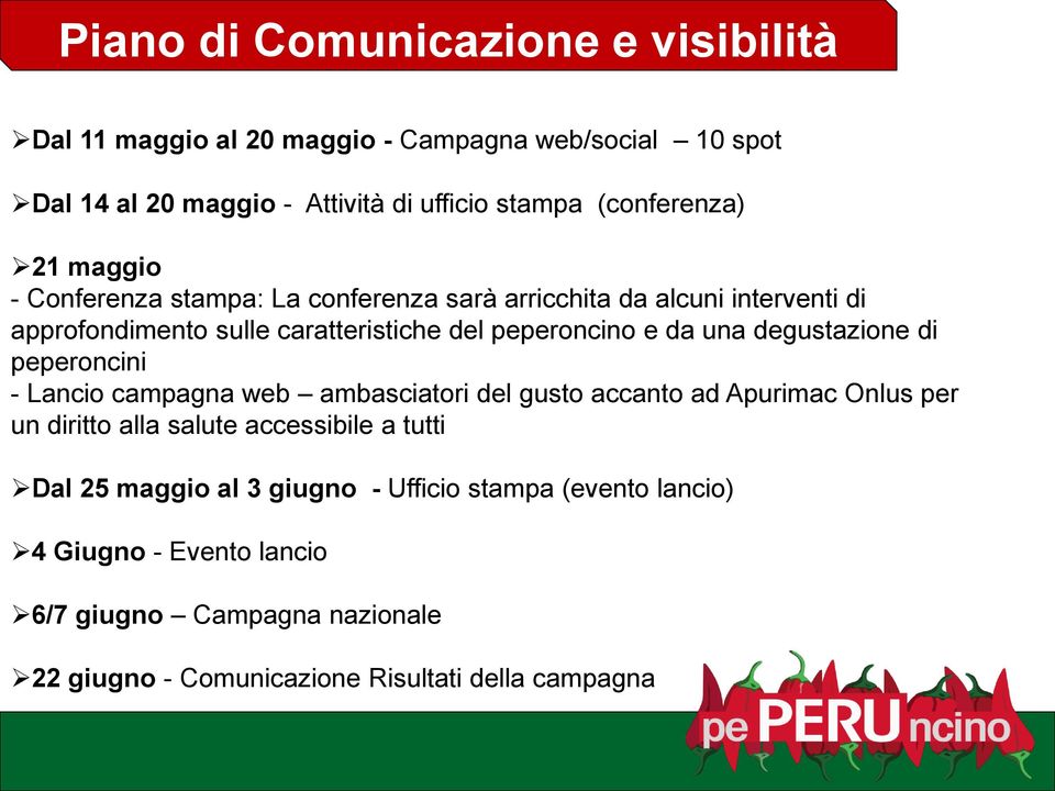 da una degustazione di peperoncini - Lancio campagna web ambasciatori del gusto accanto ad Apurimac Onlus per un diritto alla salute accessibile a tutti