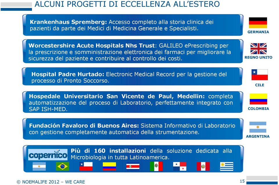 controllo dei costi. REGNO UNITO Hospital Padre Hurtado: Electronic Medical Record per la gestione del processo di Pronto Soccorso.