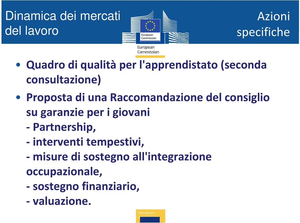 consiglio su garanzie per i giovani Partnership, interventi tempestivi,