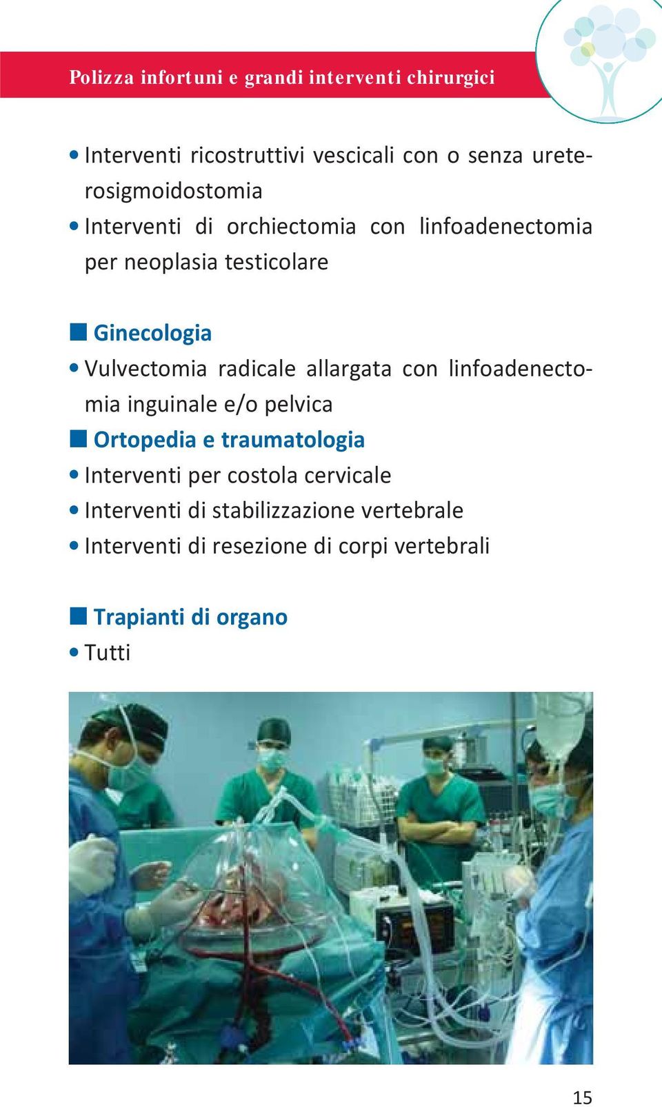 Vulvectomia radicale allargata con linfoadenectomia inguinale e/o pelvica Ortopedia e traumatologia Interventi