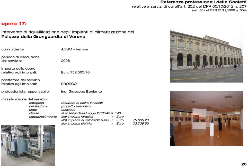 565,70 categoria recupero di edifici vincolati prestazione progetto esecutivo categoria/importo