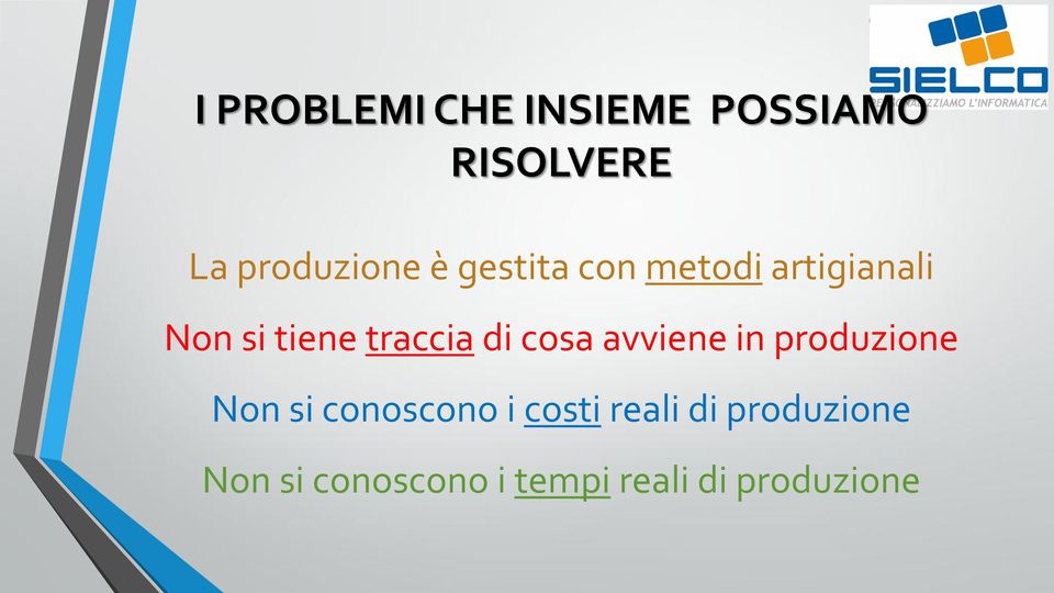 cosa avviene in produzione Non si conoscono i costi reali