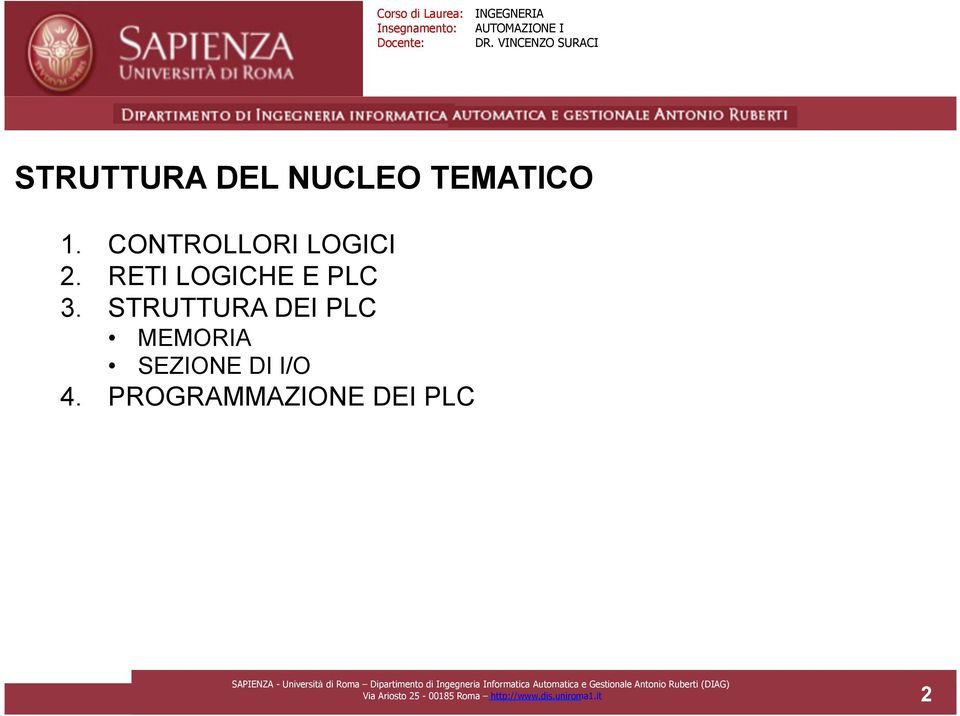 STRUTTURA DEI PLC MEMORIA SEZIONE DI I/O 4.