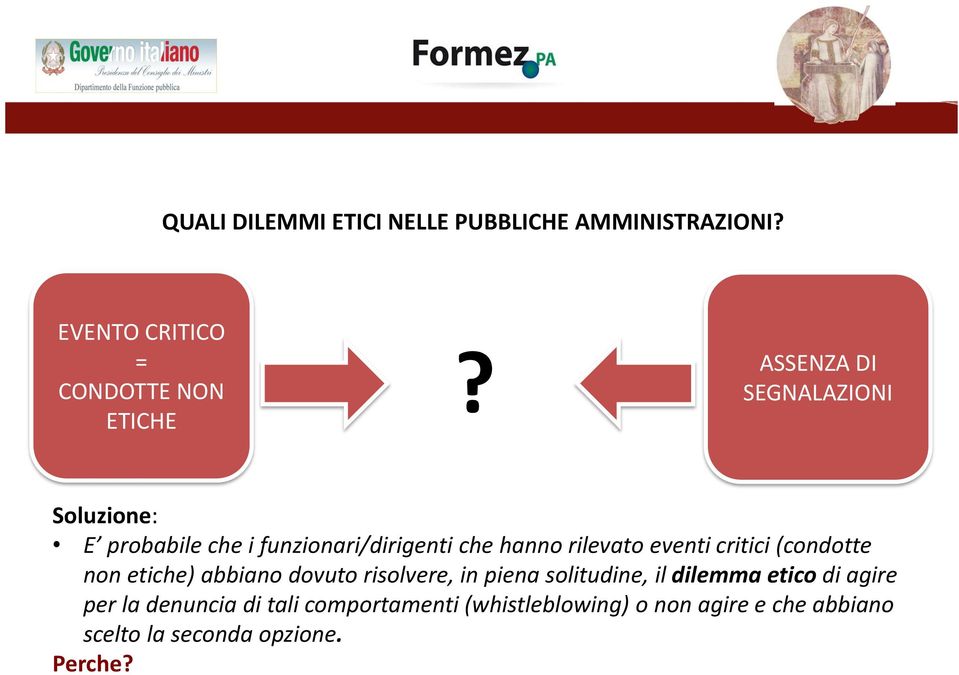 critici (condotte non etiche) abbiano dovuto risolvere, in piena solitudine, il dilemma etico di agire