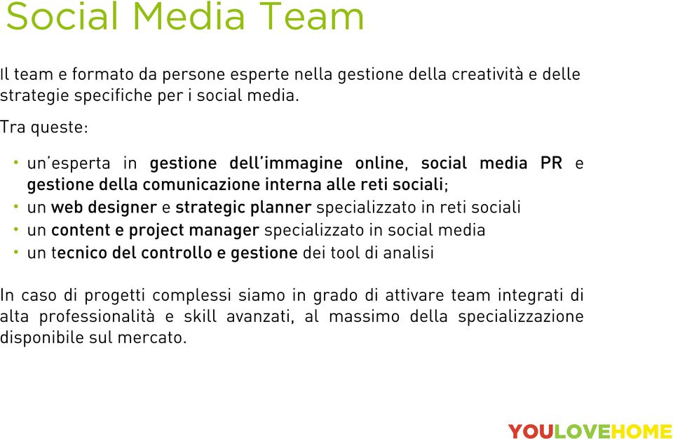 strategic planner specializzato in reti sociali un content e project manager specializzato in social media un tecnico del controllo e gestione dei tool di