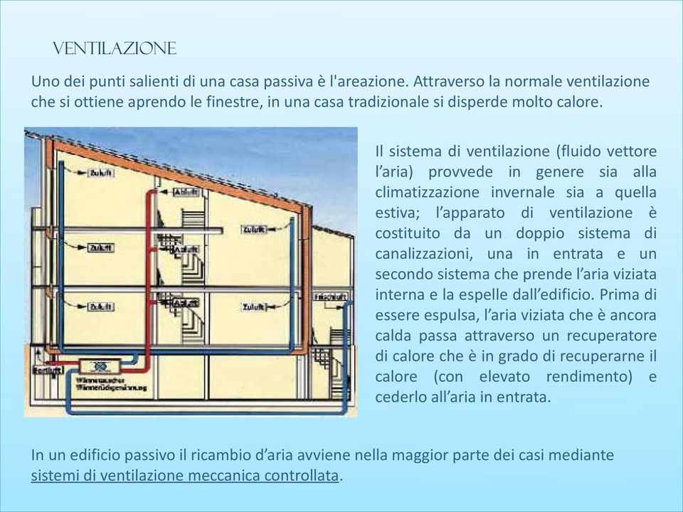 canalizzazioni, una in entrata e un secondo sistema che prende l aria viziata interna e la espelle dall edificio.