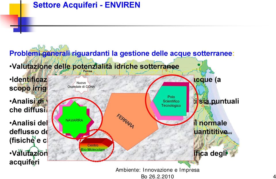 inquinamenti sia puntuali che diffusi FERRARA NAVARRA Analisi dell impatto potenziale di opere antropiche sul normale deflusso delle falde e sulle loro caratteristiche