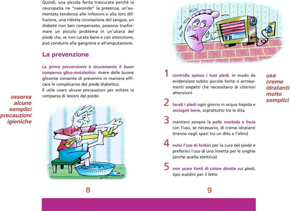 La prevenzione osserva alcune semplici precauzioni igieniche La prima prevenzione è sicuramente il buon compenso glico-metabolico.