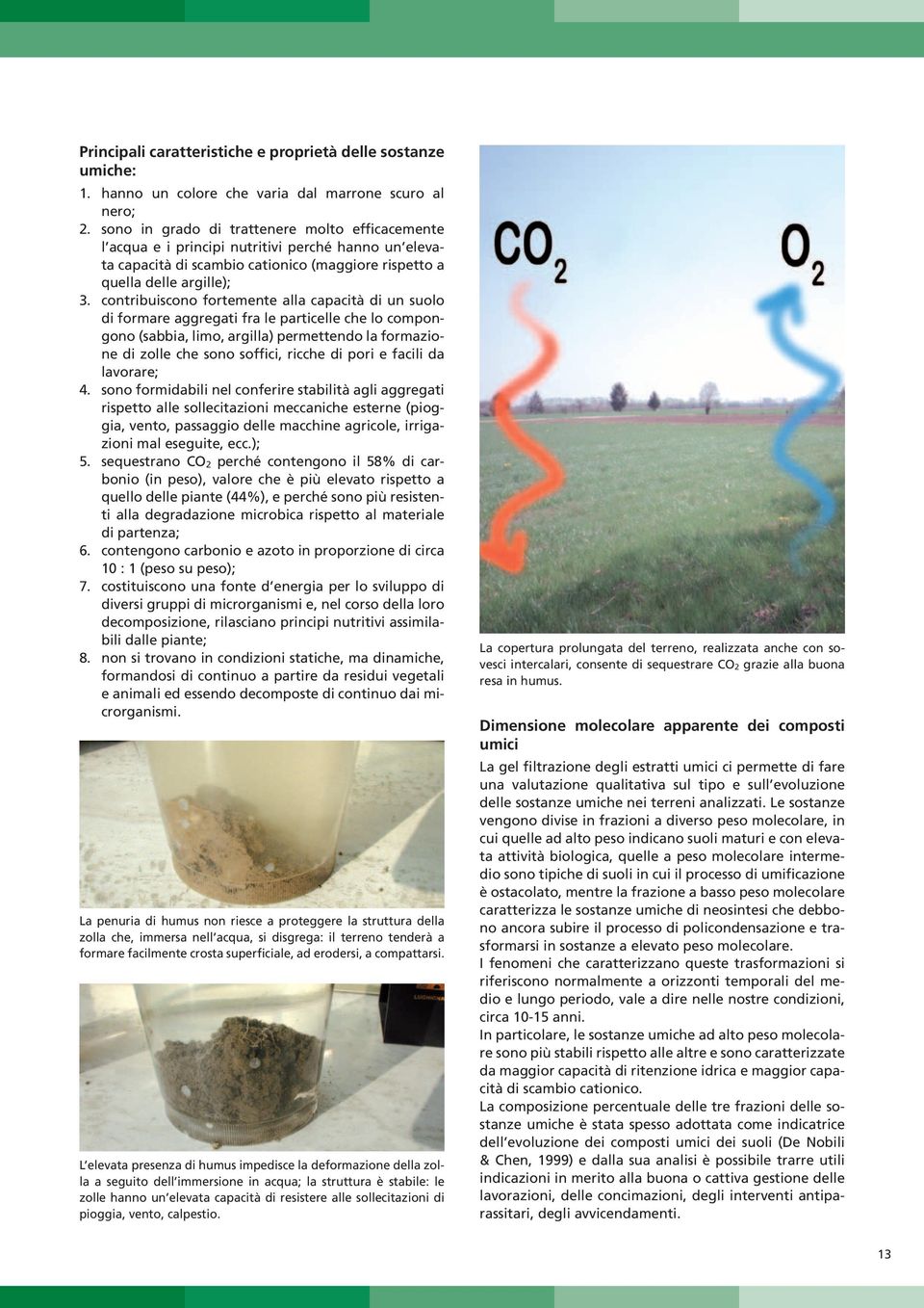 contriuiscono fortemente ll cpcità di un suolo di formre ggregti fr le prticelle che lo compongono (si, limo, rgill) permettendo l formzione di zolle che sono soffici, ricche di pori e fcili d