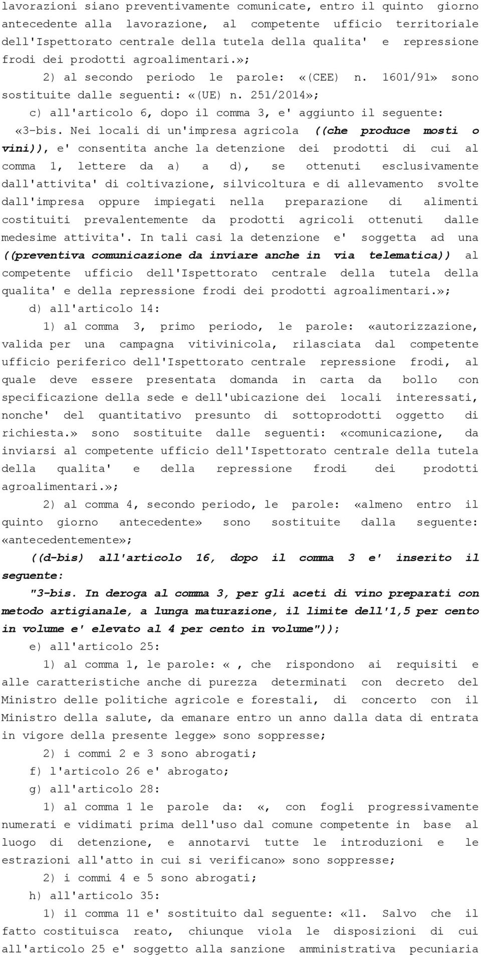 251/2014»; c) all'articolo 6, dopo il comma 3, e' aggiunto il seguente: «3-bis.