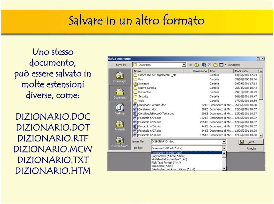 estensioni diverse, come: DIZIONARIO.