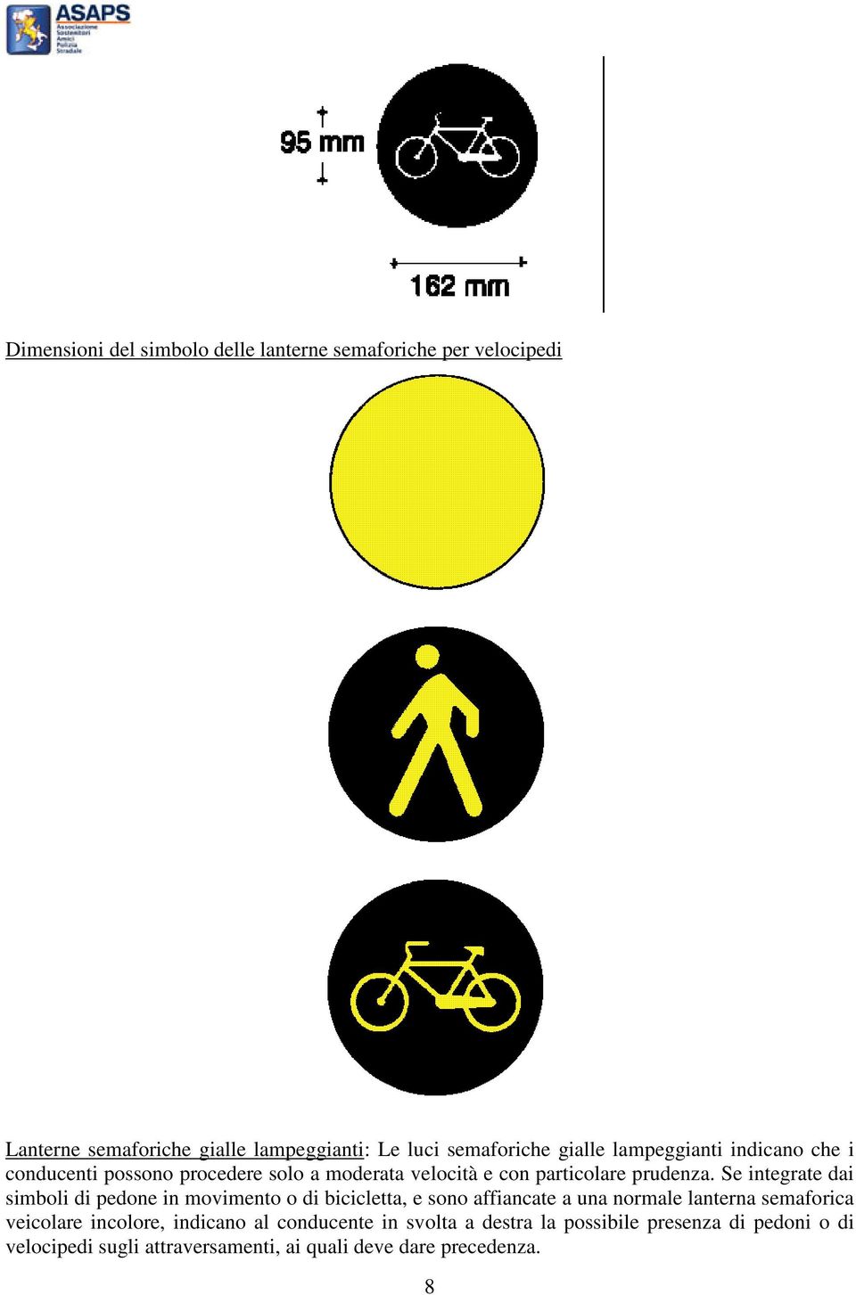 Se integrate dai simboli di pedone in movimento o di bicicletta, e sono affiancate a una normale lanterna semaforica veicolare