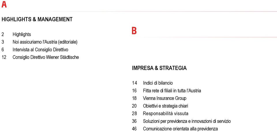 rete di filiali in tutta l'austria 18 Vienna Insurance Group 20 Obiettivi e strategia chiari 28