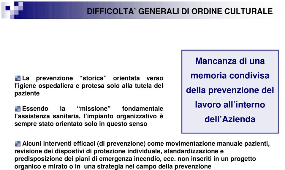 lavoro all interno dell Azienda Alcuni interventi efficaci (di prevenzione) come movimentazione manuale pazienti, revisione dei dispostivi di protezione