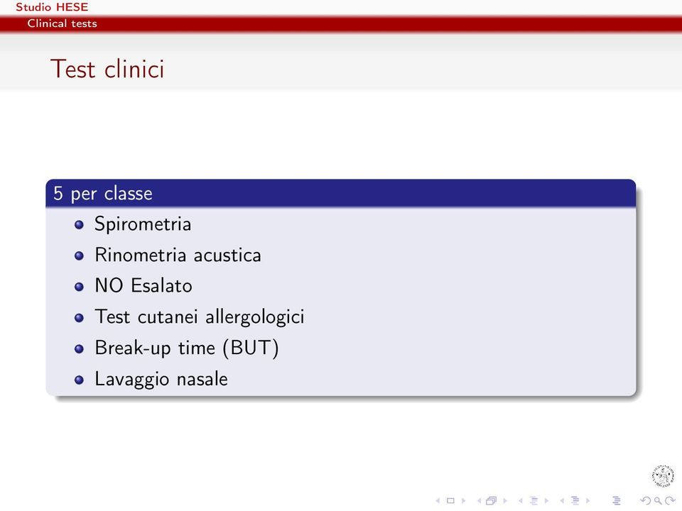 acustica NO Esalato Test cutanei