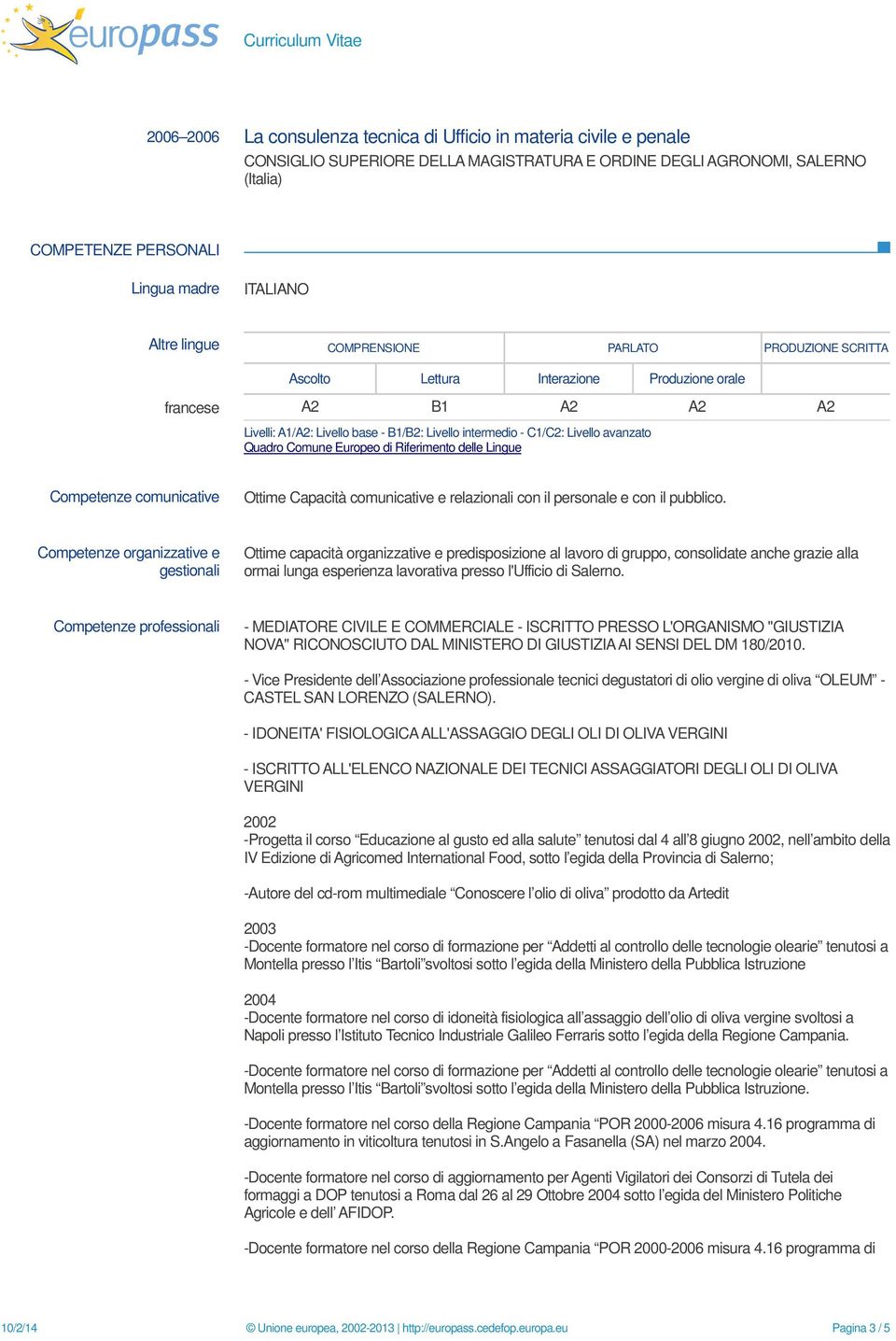 Quadro Comune Europeo di Riferimento delle Lingue Competenze comunicative Ottime Capacità comunicative e relazionali con il personale e con il pubblico.