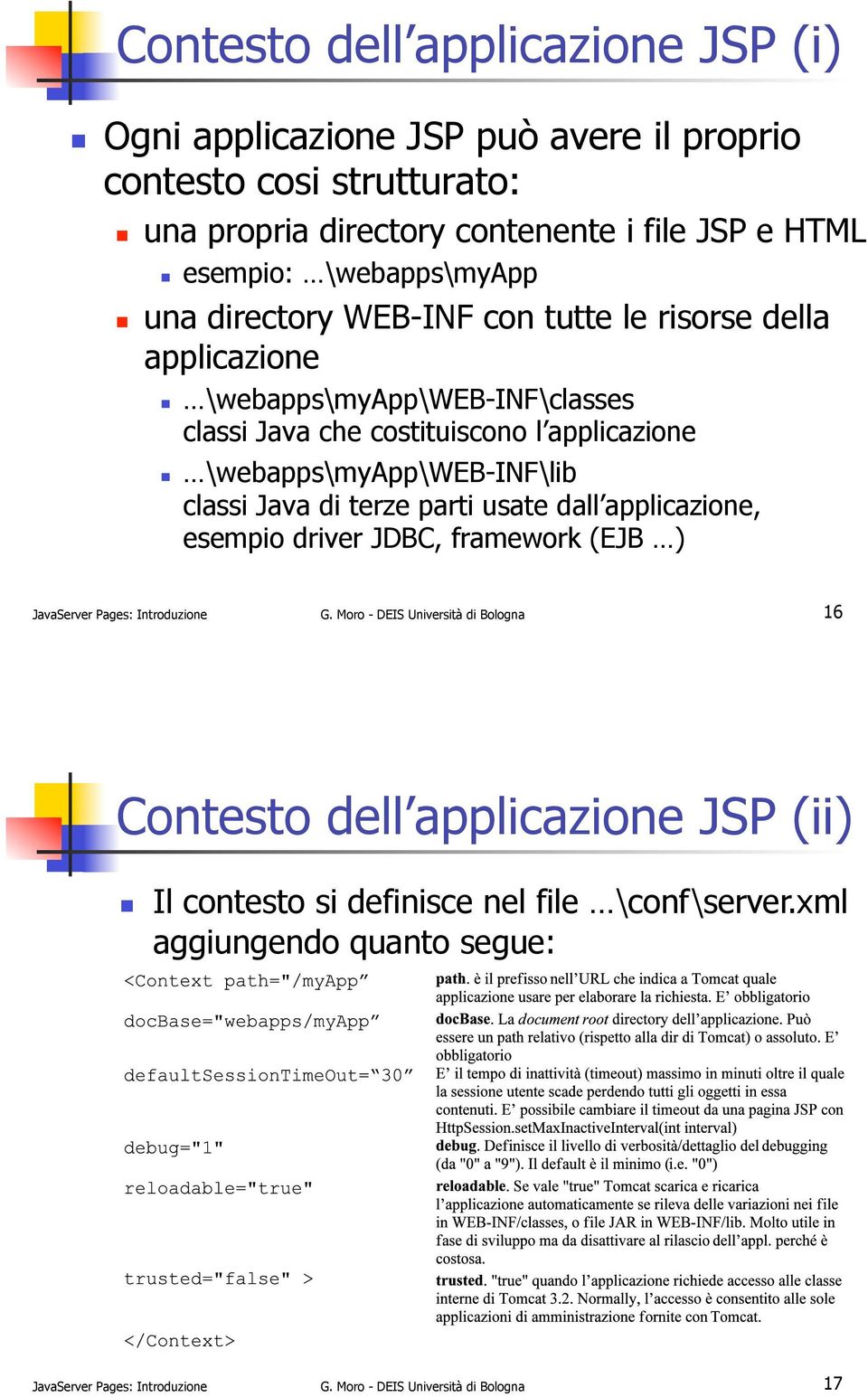 ! \webapps\myapp\web-inf\lib classi Java di terze parti usate dall applicazione, esempio driver JDBC, framework (EJB ) JavaServer Pages: Introduzione G.