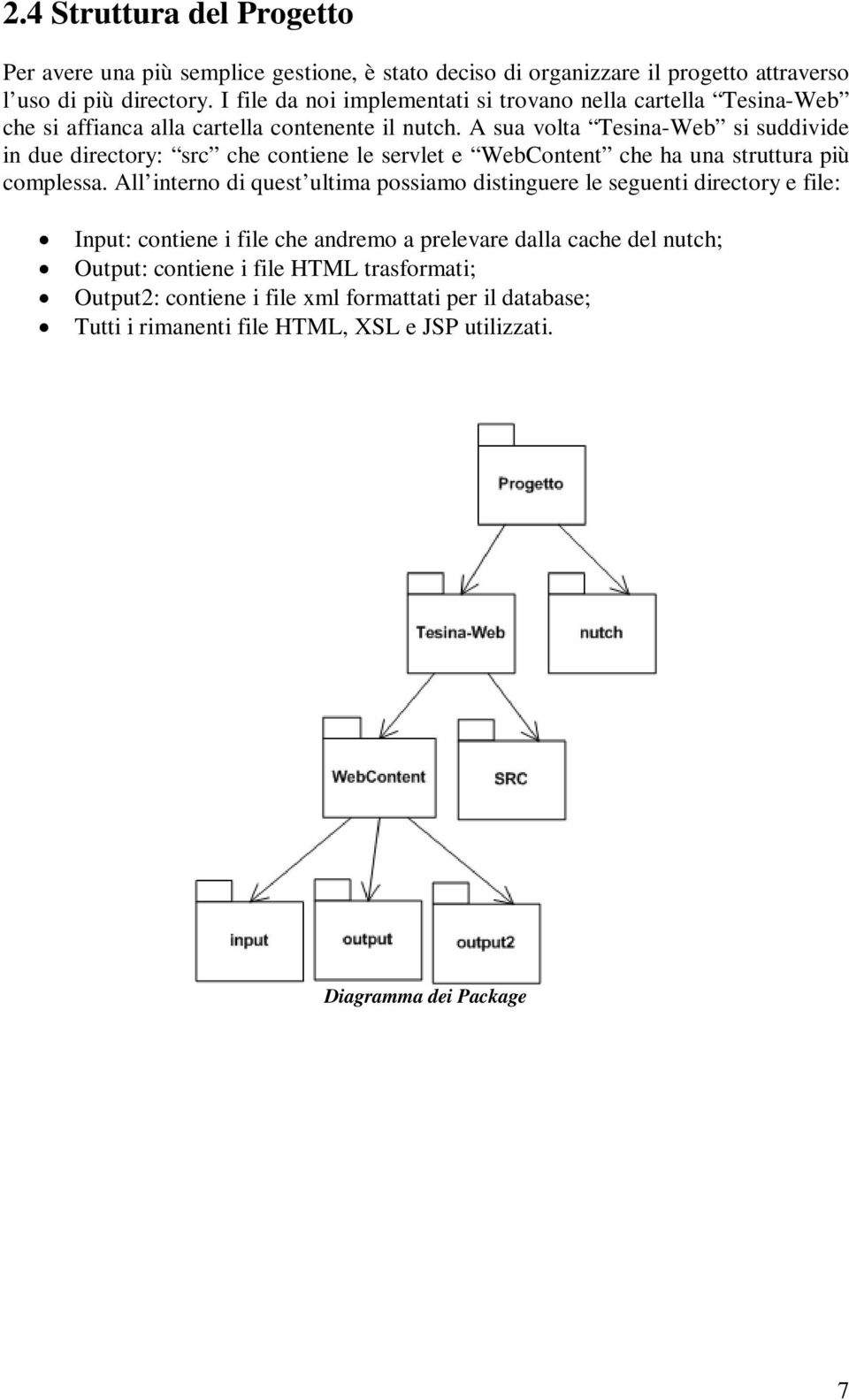 A sua volta Tesina-Web si suddivide in due directory: src che contiene le servlet e WebContent che ha una struttura più complessa.