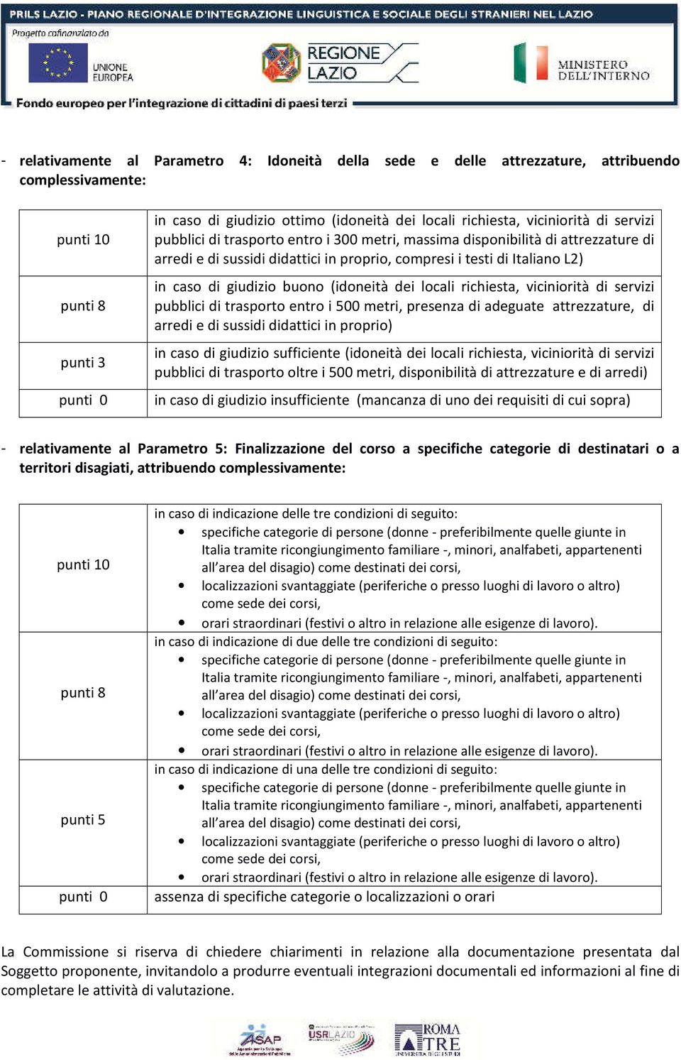 buono (idoneità dei locali richiesta, viciniorità di servizi pubblici di trasporto entro i 500 metri, presenza di adeguate attrezzature, di arredi e di sussidi didattici in proprio) in caso di