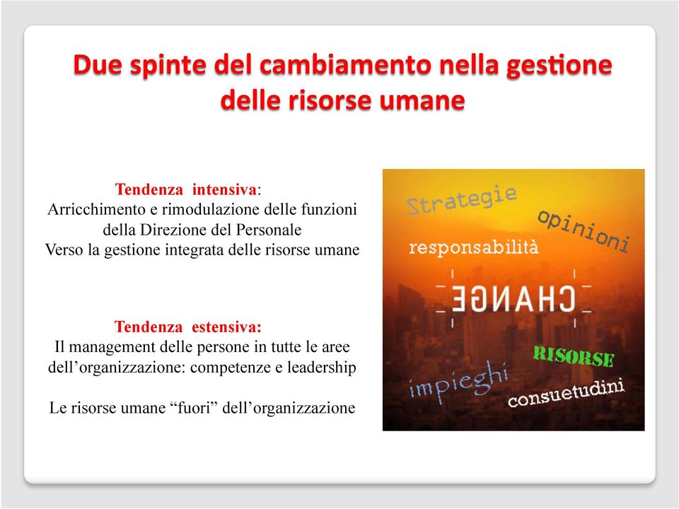 gestione integrata delle risorse umane Tendenza estensiva: Il management delle persone