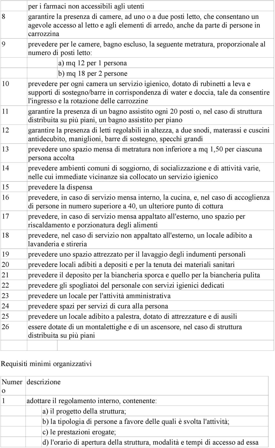 camera un servizio igienico, dotato di rubinetti a leva e supporti di sostegno/barre in corrispondenza di water e doccia, tale da consentire l'ingresso e la rotazione delle carrozzine 11 garantire la