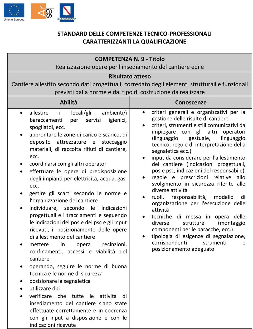 costruzione da realizzare allestire i locali/gli ambienti/i baraccamenti per servizi igienici, spogliatoi, ecc.