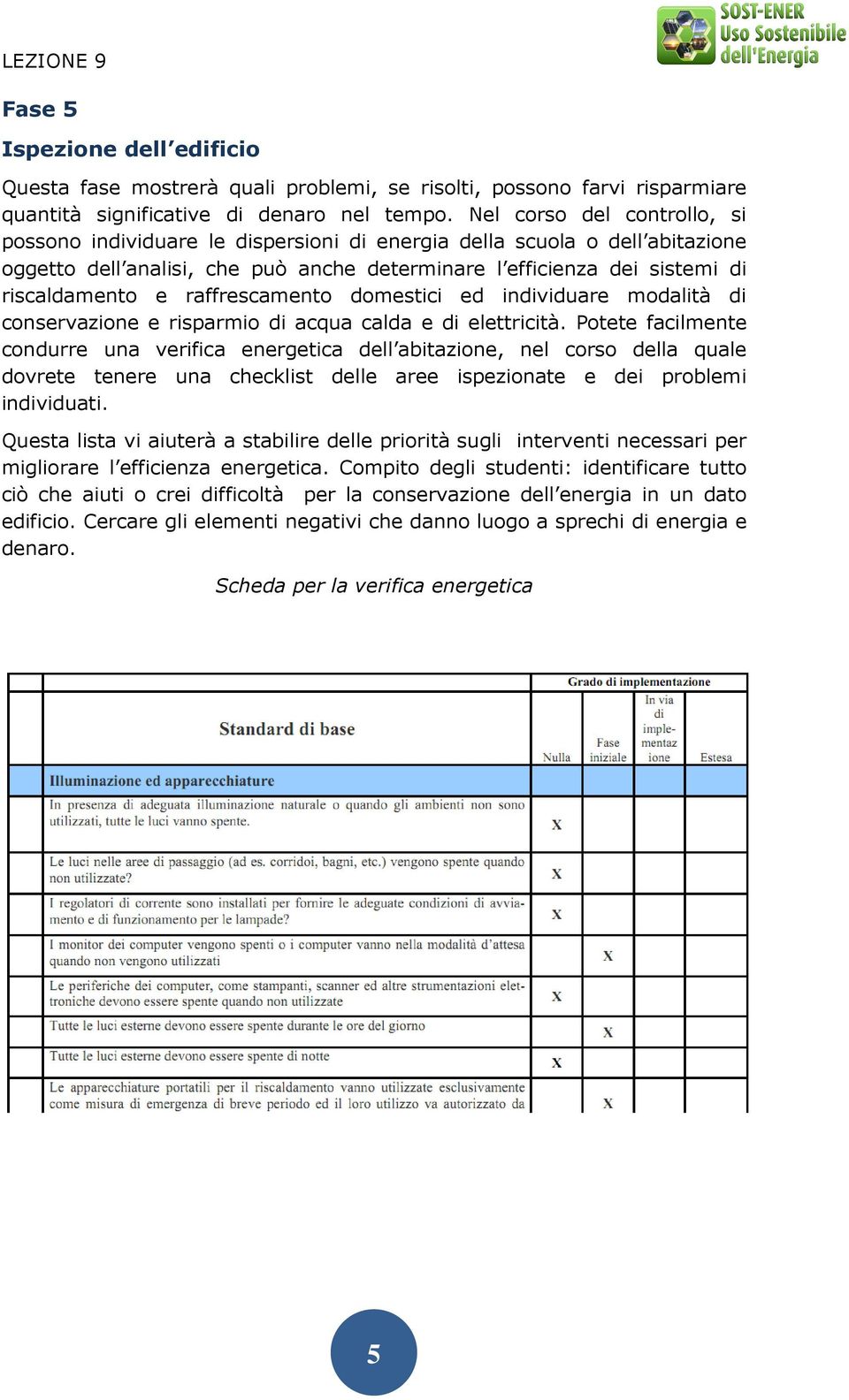 raffrescamento domestici ed individuare modalità di conservazione e risparmio di acqua calda e di elettricità.