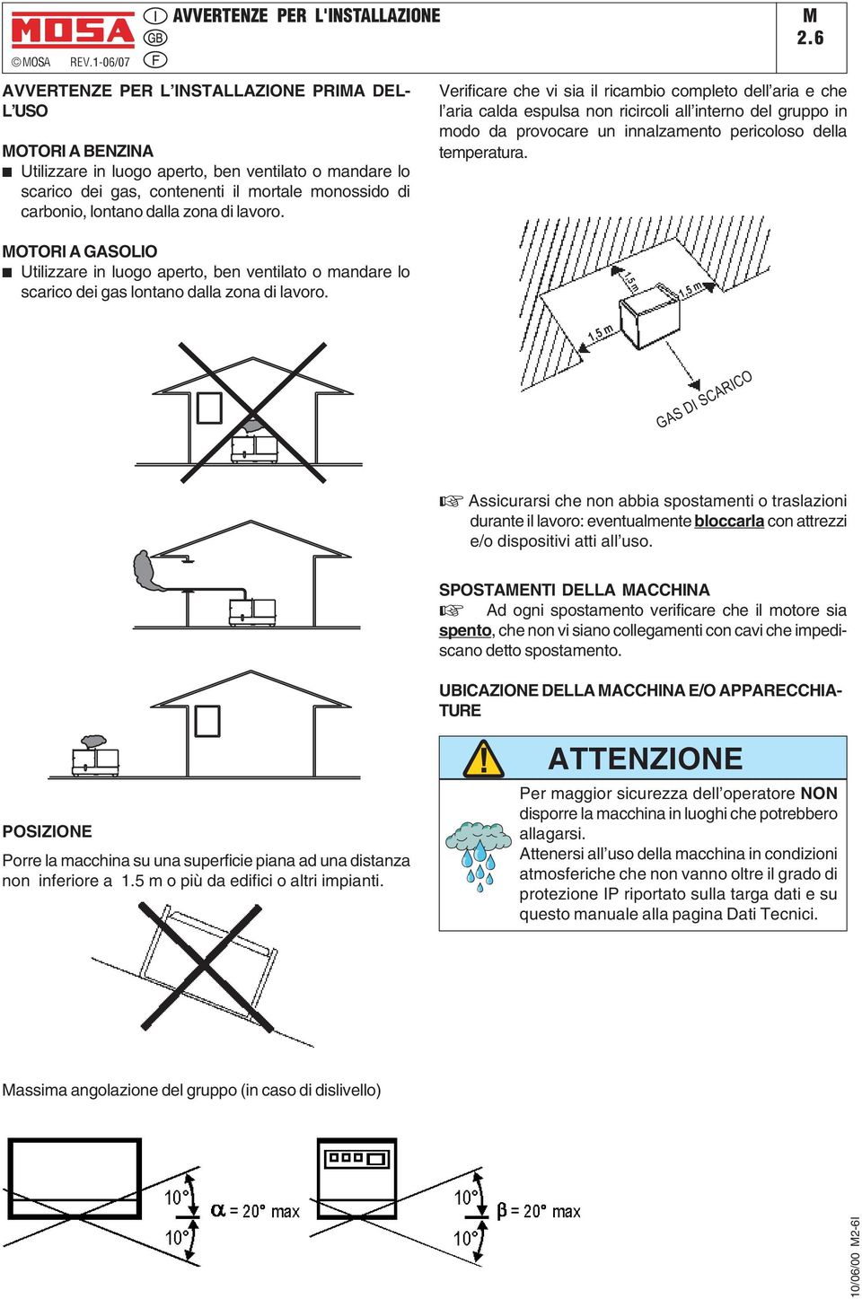 monossido di carbonio, lontano dalla zona di lavoro. 2.